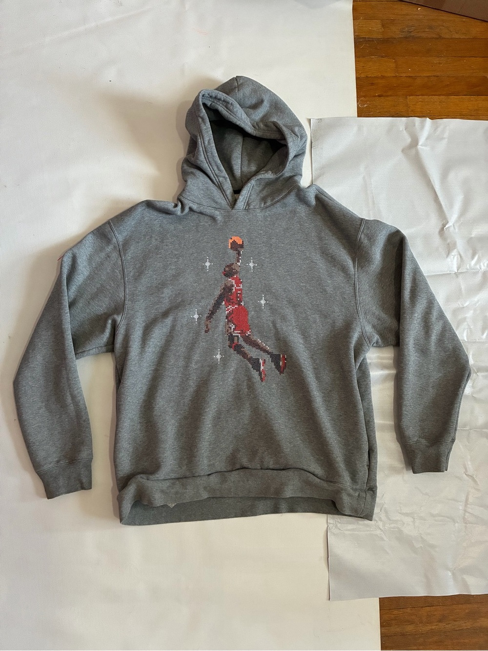 AIR JORDAN STITCHED JUMPMAN HOODIE SIZE XL GRAY